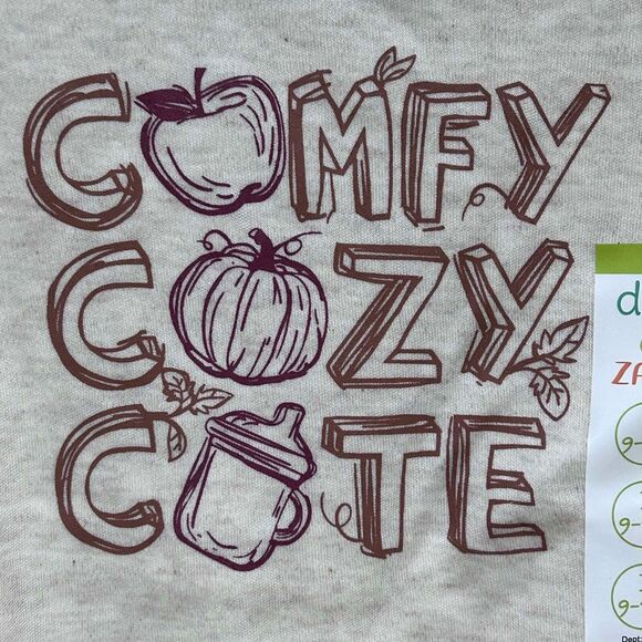 Dot & Zazz Unisex "Comfy Cozy Cute" Thanksgiving One Piece Sleeper 9-12 Months - Picture 4 of 9